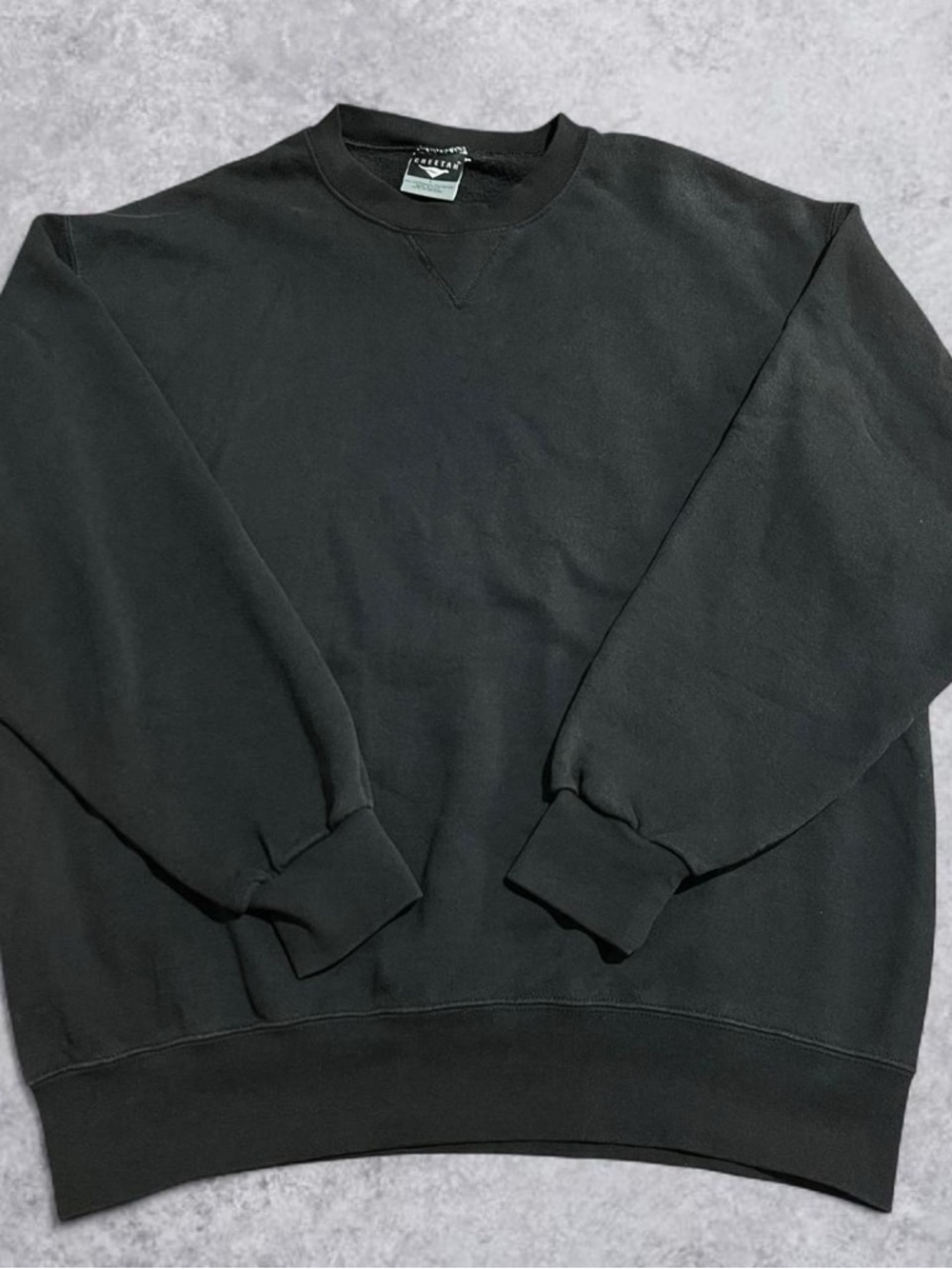 Vintage 90s Made in USA Cheetah Blank Black Crewneck Sweater Mens Large